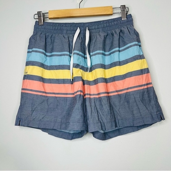 Chubbies Blue Striped Stretch Retro Swim Trunks M - Picture 2 of 6